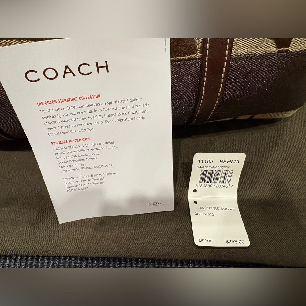 Coach Khaki and Mahogany Logo Satchel